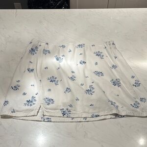 American Eagle Outfitters White Floral Linen Skirt